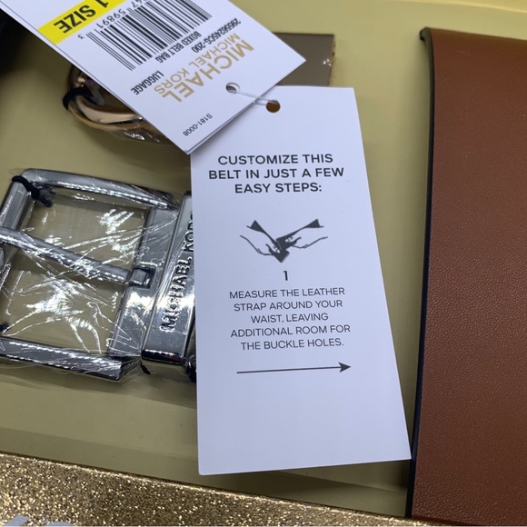 MICHAEL KORS Women's 4in1 Gift Box Set 2 Brown Belts 2 Buckles Cut To Fit 1 Sz - Picture 7 of 9